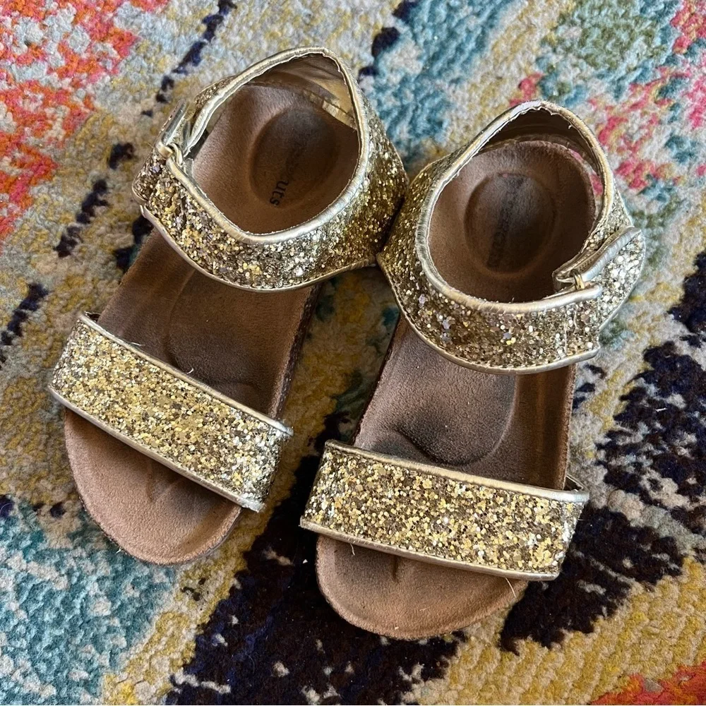 J. Crew Girls' cork-sole glitter-strap sandals size 11